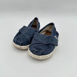 Toms Classic‎ Shoes Baby Toddler Size 4 Blue Canvas Indie Boho Walking Hippie